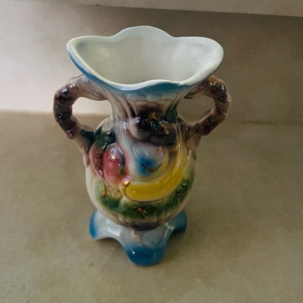 Vtg 3 pc’s Ceramic/ Porcelain Multicolor Vase’s - Picture 3 of 4